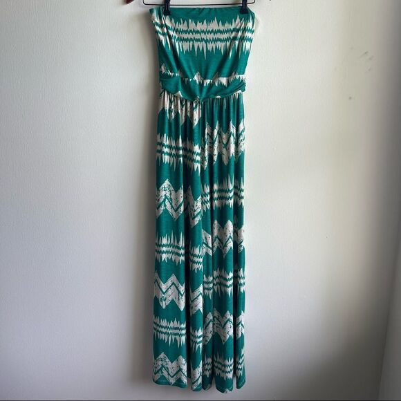 Peach Love Cream California Patterned Strapless Jumpsuit - Picture 2 of 4